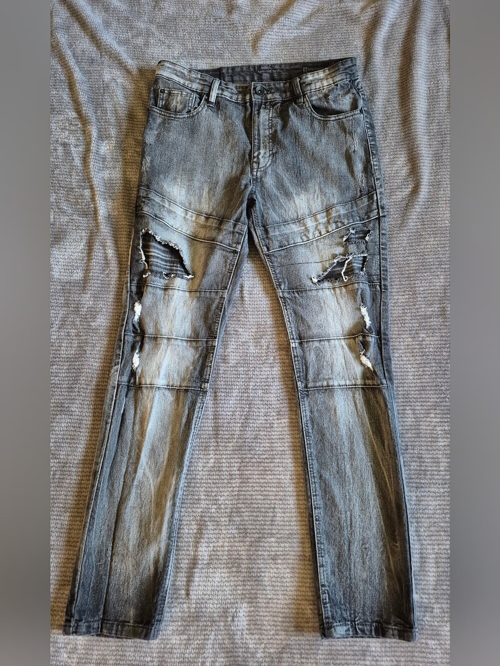 Southpole Skinny 34x32 Gray Wash Distressed Stretch Y2k Skater Grunge Acid Wash